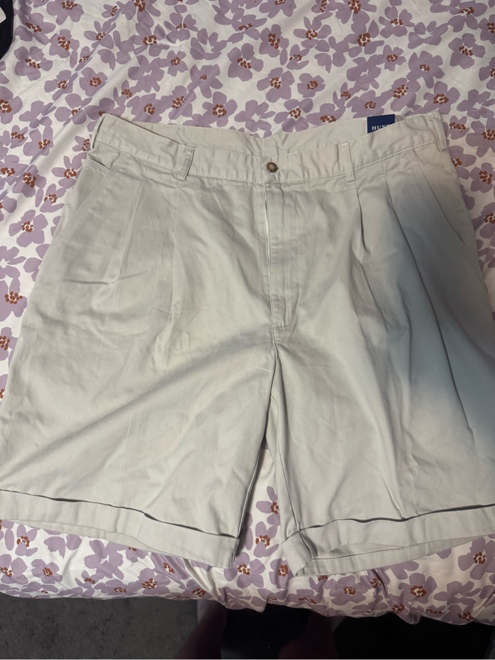 Hunt Club Light Beige Flat Front Men's Shorts